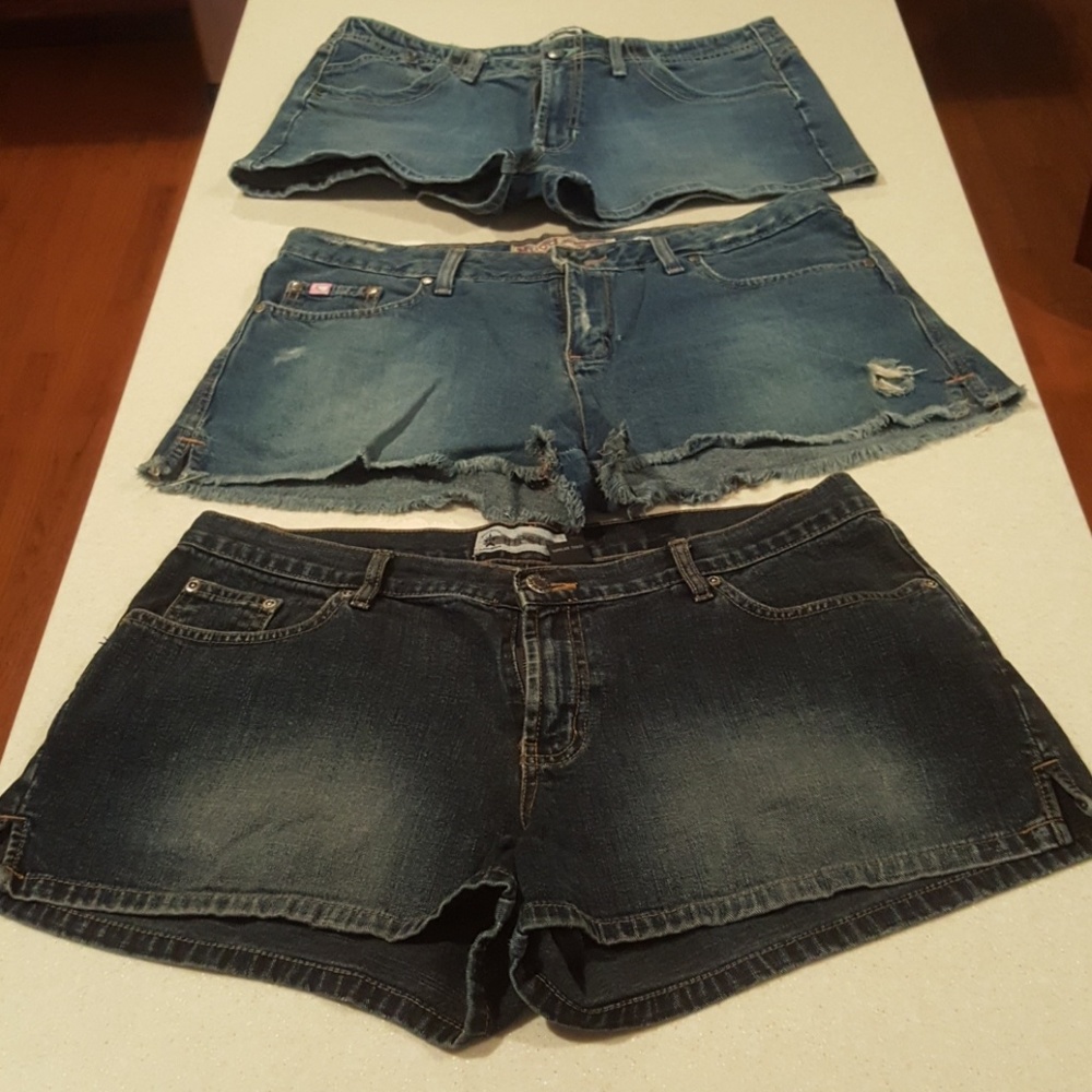 3 pairs blue jean shorts